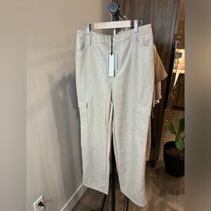 NWT Bagatelle Vegan Leather Straight Leg Cargo Pants Sizes M (stone color)